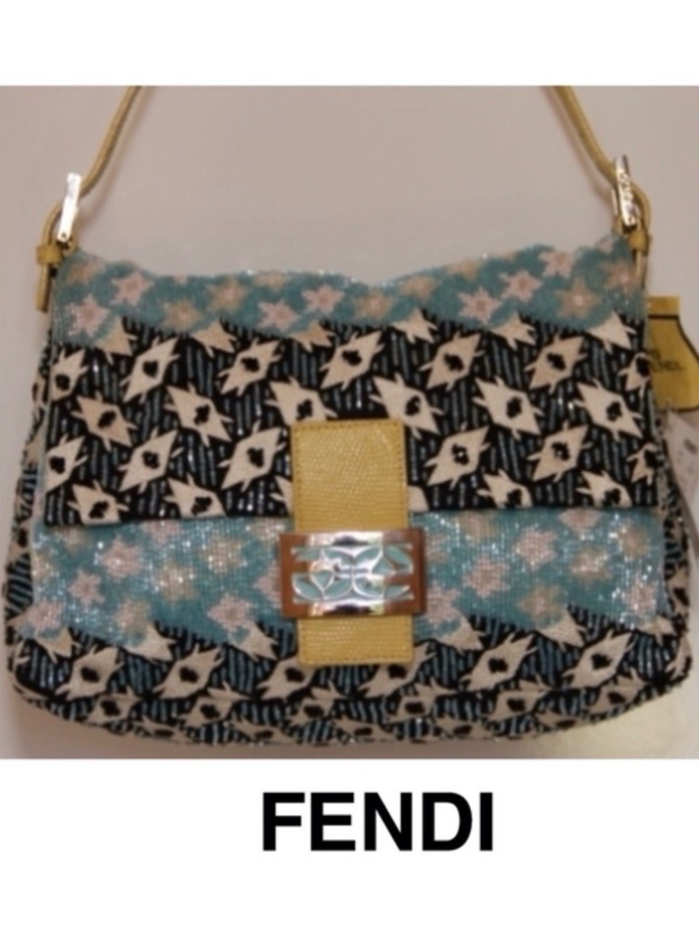 FENDI Beaded Mama Baguette Yellow Python strap AUTHENTIC on eBay for over 10 K - Picture 5 of 8